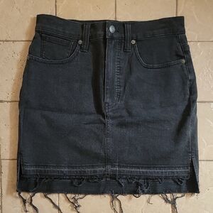 Madewell Black Denim Skirt with Let Down Hem